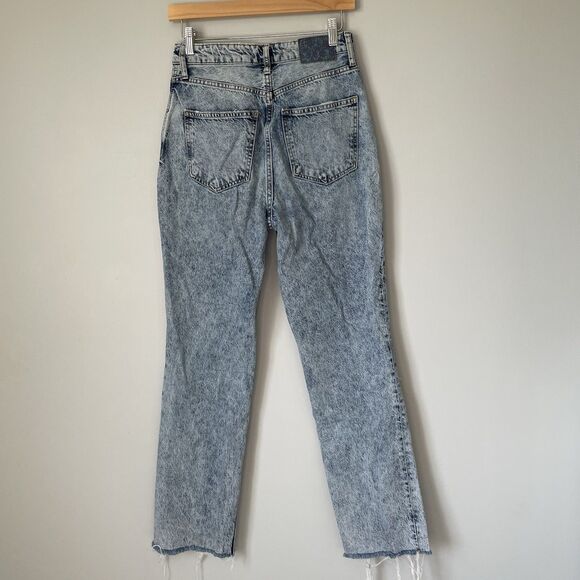 Free People We The Free Straight Leg Denim Jeans Blue Distressed Women's Size 28 - Picture 2 of 13
